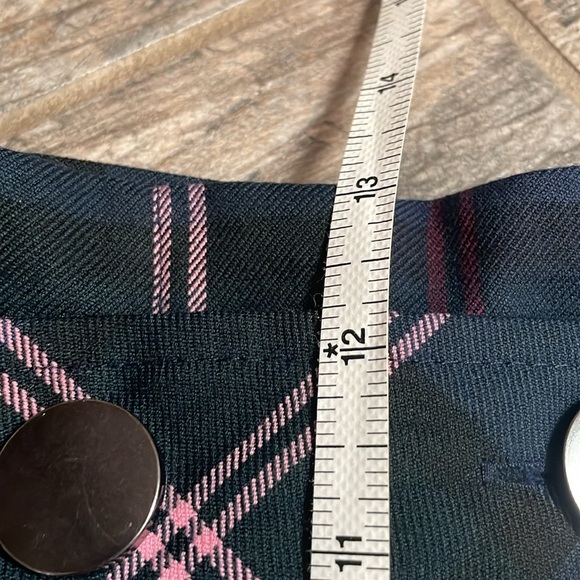 TOPSHOP Checkered Cropped Trousers High Rise Women’s 6 Navy Belted Plaid modern - Picture 4 of 12